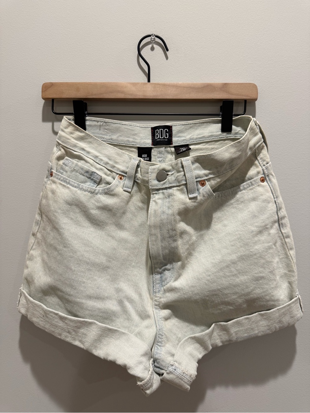BDG Cream Light-Wash High-Rise Denim Shorts
